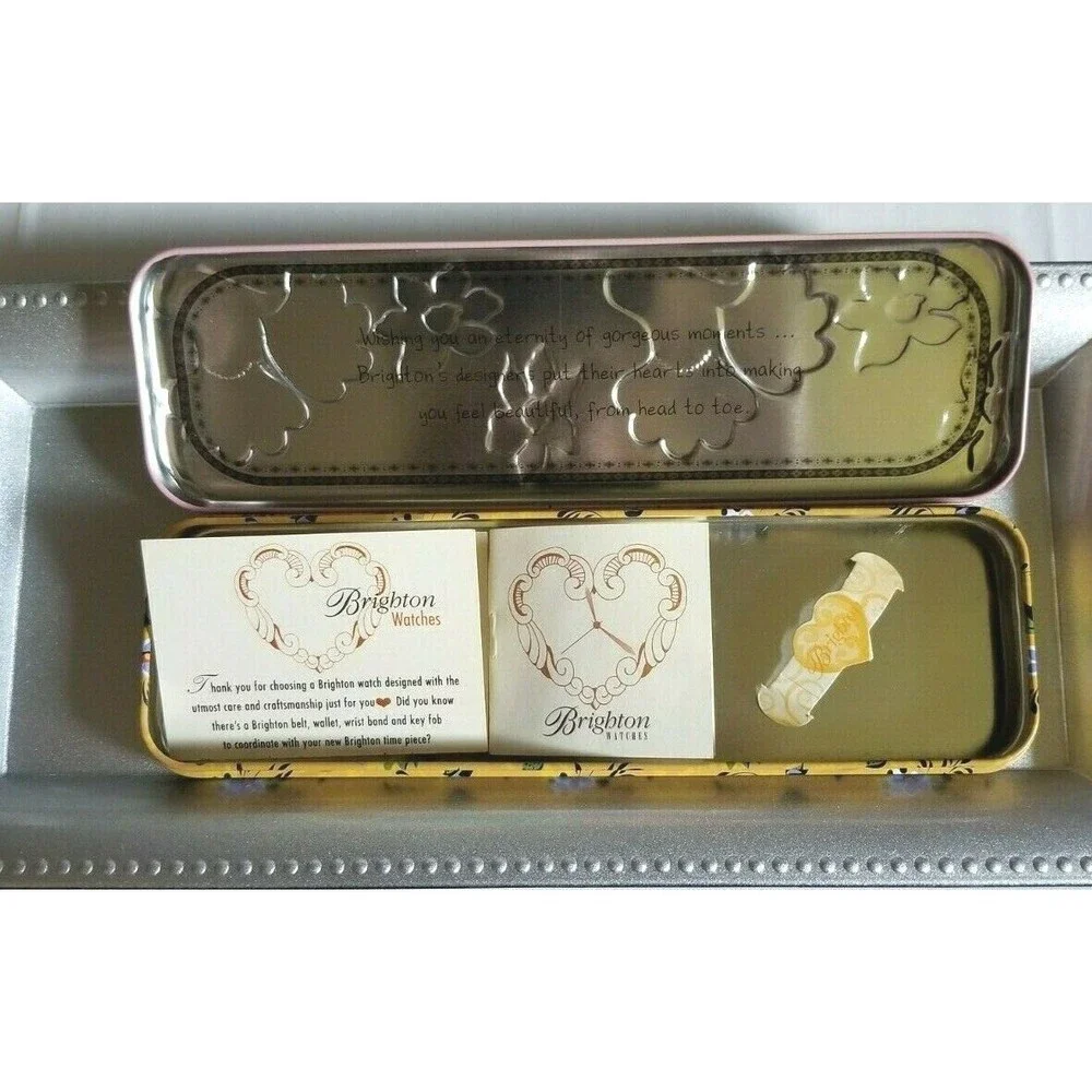 Brighton Watch Tin  Floral Authentic Brighton Papers Inside Beautiful